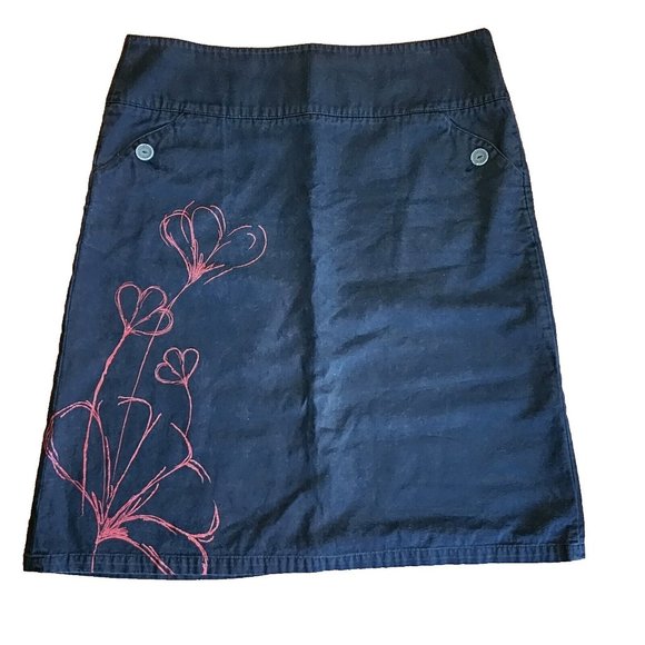 Kathmandu Skirts Kathmandu Solid Black Red Floral 0 Cotton Zip Back